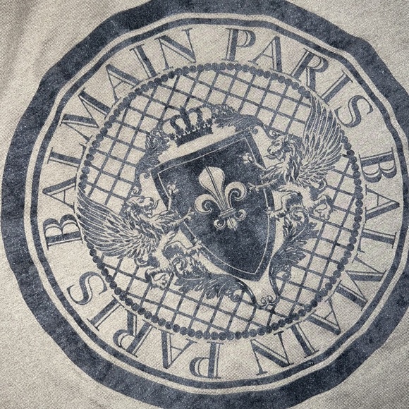 Balmain Green Cotton Jersey Velvet Crest - Picture 8 of 9